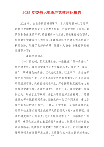 2025党委书记抓基层党建述职报告