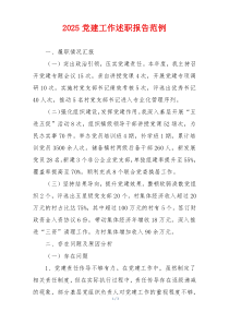 2025党建工作述职报告范例