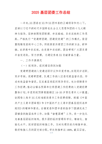 2025基层团委工作总结