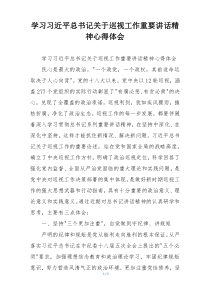 学习习近平总书记关于巡视工作重要讲话精神心得体会