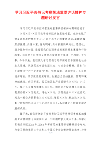 学习习近平总书记考察某地重要讲话精神专题研讨发言