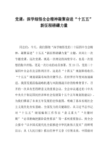 党课深学细悟全会精神凝聚奋进十五五新征程磅礴力量