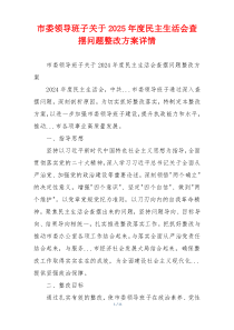 市委领导班子关于2025年度民主生活会查摆问题整改方案详情