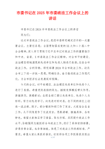 市委书记在2025年市委政法工作会议上的讲话