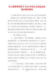 市工商联领导班子2025年民主生活会会后综合情况报告