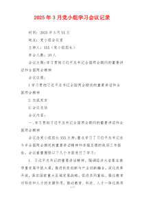 2025年3月党小组学习会议记录