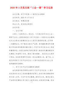 2025年3月党支部“三会一课”学习记录