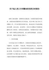 关于选人用人专项整治的党性分析报告