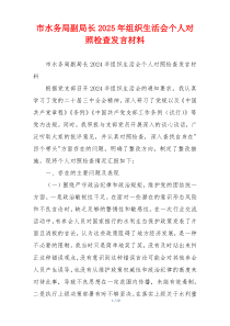 市水务局副局长2025年组织生活会个人对照检查发言材料