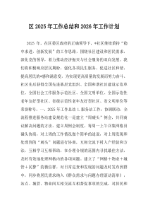区2025年工作总结和2026年工作计划