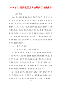 2025年XX纪委监委党内法规执行情况报告