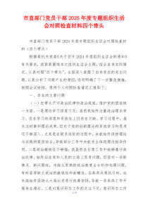 市直部门党员干部2025年度专题组织生活会对照检查材料四个带头