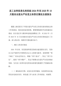 县工业和信息化局党组2024年至2025年10月落实全面从严治党主体责任情况自查报告