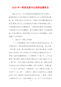 2025年一季度党委书记述职述廉报告