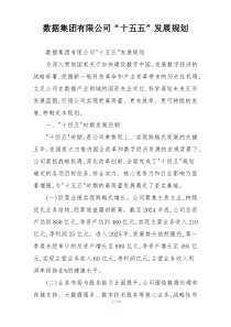 数据集团有限公司“十五五”发展规划