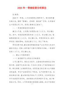 2025年一季度经营分析报告
