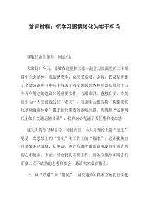 发言材料把学习感悟转化为实干担当