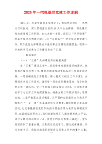 2025年一把抓基层党建工作述职