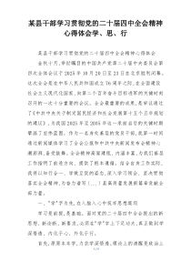 某县干部学习贯彻党的二十届四中全会精神心得体会学、思、行