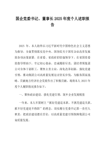 国企党委书记董事长2025年度个人述职报告