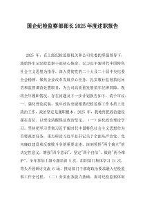国企纪检监察部部长2025年度述职报告