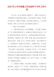 2025年上半年党建工作总结和下半年工作计划