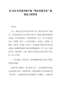 在2025年全县年轻干部项目攻坚专员座谈会上的讲话