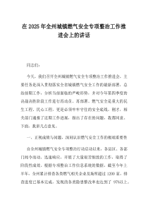 在2025年全州城镇燃气安全专项整治工作推进会上的讲话
