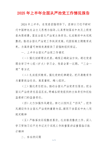 2025年上半年全面从严治党工作情况报告