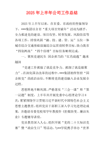 2025年上半年公司工作总结