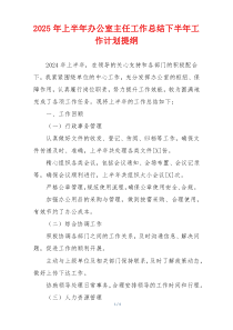 2025年上半年办公室主任工作总结下半年工作计划提纲
