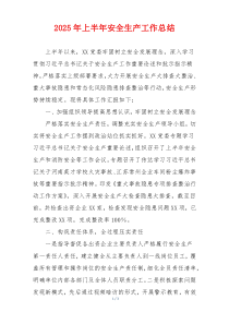 2025年上半年安全生产工作总结