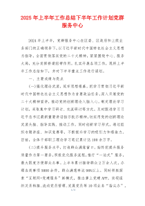 2025年上半年工作总结下半年工作计划党群服务中心