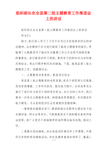 组织部长在全县第二批主题教育工作推进会上的讲话