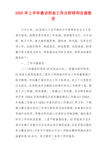 2025年上半年意识形态工作分析研判自查报告