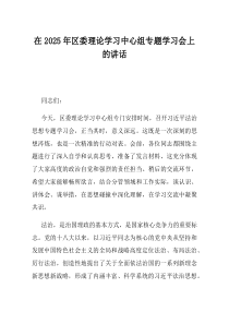 在2025年区委理论学习中心组专题学习会上的讲话