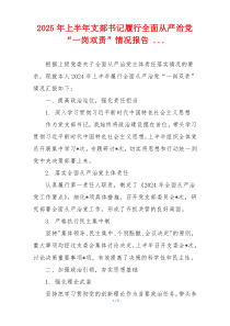 2025年上半年支部书记履行全面从严治党“一岗双责”情况报告 ...