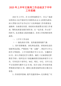 2025年上半年文旅局工作总结及下半年工作思路