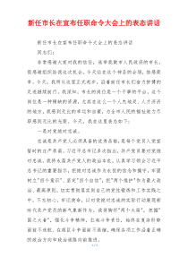 新任市长在宣布任职命令大会上的表态讲话