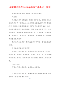 镇党委书记在2025年经济工作会议上讲话