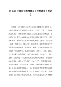 在2025年县农业农村重点工作推进会上的讲话