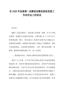 在2025年县委第一巡察组巡察县医院党委工作动员会上的讲话