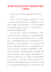 某市委书记在全市中青年干部培训班开班式上的讲话