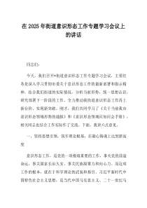 在2025年街道意识形态工作专题学习会议上的讲话