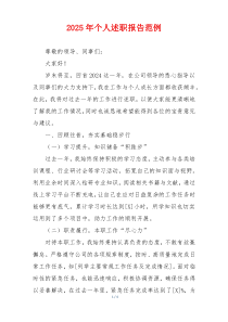 2025年个人述职报告范例