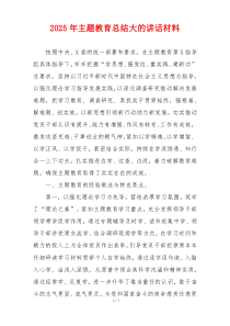 2025年主题教育总结大的讲话材料