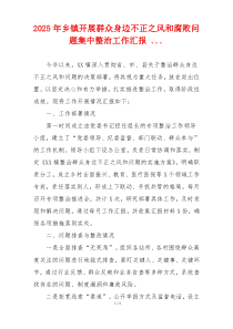 2025年乡镇开展群众身边不正之风和腐败问题集中整治工作汇报 ...