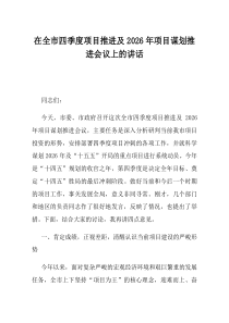 在全市四季度项目推进及2026年项目谋划推进会议上的讲话