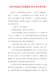 2025年企业工作总结及2025年工作计划