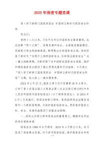 2025年保密专题党课